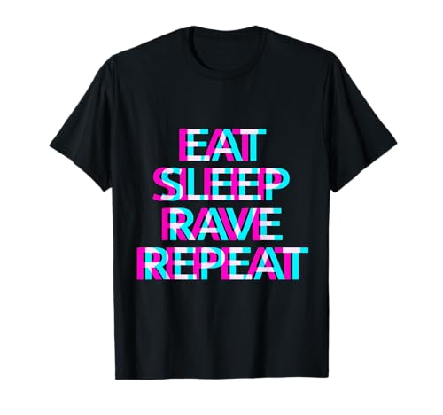 EAT SLEEP RAVE REPEAT T-Shirt Raver Tshirt Festival Outfit T-Shirt von Optische Täuschung