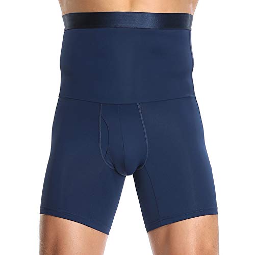 Optlove Herren Bauchweg Shapewear Shorts Hohe Taille Slimming Anti-Curling Unterwäsche Body Shaper Nahtlose Boxershorts, Blau, 4X-Large von Optlove