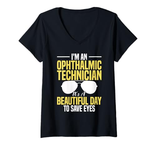 Damen Ophthamlic Technician Beatiful Day Augentechniker T-Shirt mit V-Ausschnitt Damen Ophthamlic Technician Beatiful Day Augentechniker T-Shirt mit V-Ausschnitt von Optometry Clothing For Ophthamlic Technician