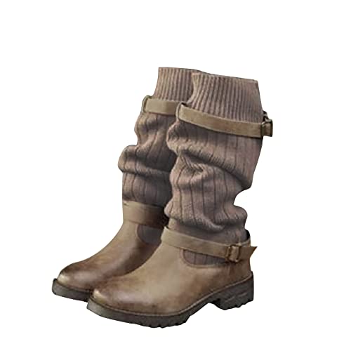 Optusly Damen Hohe Stiefel High Heels Kniehohe Winterstiefel Für Frauen Bequeme Hohe Stiefel Herbst Winter Overknee High Tube Stiefel Spitzschuhe Lang Boots Stretch Kniehohe Stiefel von Optusly