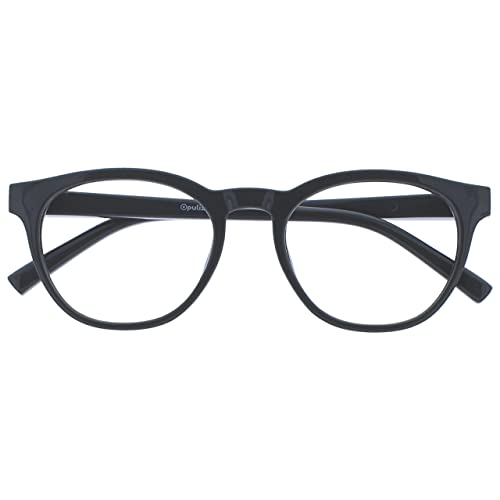 OPULIZE Blu-Lesebrille Blaulichtfilter Cool Rund Rahmen Federscharniere Verbessern Den Schlaf Computer Gaming Entspiegelt Grau Herren Damen B5-7 +3.00 von Opulize