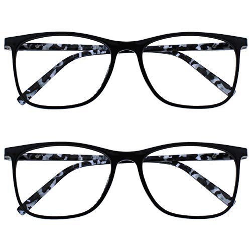 OPULIZE Arc Fernbrille 2er Pack Kurzsichtigkeit Stilvolle Schlank Rechteckig Rahmen Gemusterte Bügel Kratzfest Federscharniere Schwarz Herren Damen MM66-1 -1.00 OPULIZE Arc Fernbrille 2er Pack Kurzsichtigkeit Stilvolle Schlank Rechteckig Rahmen Gemusterte Bügel Kratzfest Federscharniere Schwarz Herren Damen MM66-1 -1.00 von OPULIZE