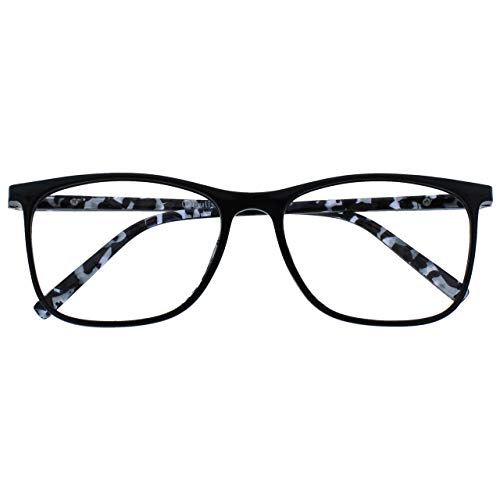 OPULIZE Arc Fernbrille 2er Pack Kurzsichtigkeit Stilvolle Schlank Rechteckig Rahmen Gemusterte Bügel Kratzfest Federscharniere Schwarz Herren Damen MM66-1 -1.50 von OPULIZE