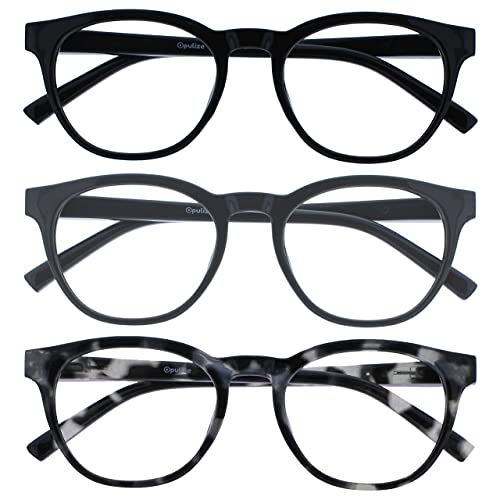 OPULIZE Blu-Lesebrille Blaulichtfilter 3er Pack Cool Rund Rahmen Federscharniere Verbessern Den Schlaf Computer Gaming Entspiegelt Schwarz Grau Schildpatt Herren Damenz BBB5-17W +2.00 OPULIZE Blu-Lesebrille Blaulichtfilter 3er Pack Cool Rund Rahmen Federscharniere Verbessern Den Schlaf Computer Gaming Entspiegelt Schwarz Grau Schildpatt Herren Damenz BBB5-17W +2.00 von OPULIZE