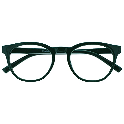 OPULIZE Blu-Lesebrille Blaulichtfilter Cool Rund Rahmen Federscharniere Verbessern Den Schlaf Computer Gaming Entspiegelt Grün Herren Damen B5-6 +2.50 von OPULIZE