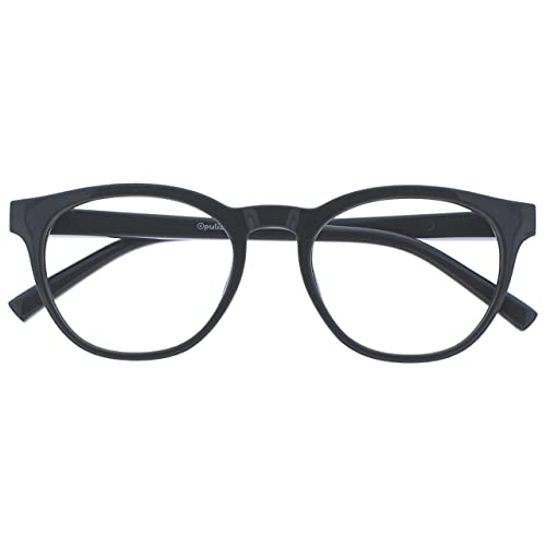 OPULIZE BLU Blaulichtfilter Lesebrille für Damen Herren, Blendfreie UV400-Schutz Federscharnier Anti-Müdigkeit, Runder Rahmen, Computerbrillen Gaming, Grau +0,00 von OPULIZE