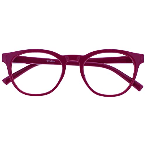 OPULIZE Blu-Brille Blaulichtfilter Cool Rund Rahmen Federscharniere Verbessern Den Schlaf Computerbrille Gaming Entspiegelt Rosa Herren Damen B5-4 +0.00 von OPULIZE