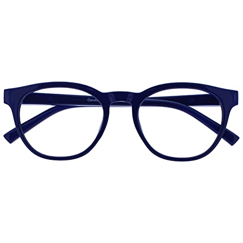 OPULIZE Blu-Lesebrille Blaulichtfilter Cool Rund Rahmen Federscharniere Verbessern Den Schlaf Computer Gaming Entspiegelt Blau Herren Damen B5-3 +2.50 von OPULIZE
