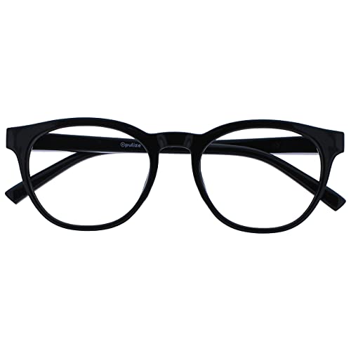 OPULIZE Blu-Lesebrille Blaulichtfilter Cool Rund Rahmen Federscharniere Verbessern Den Schlaf Computer Gaming Entspiegelt Schwarz Herren Damen B5-1 +2.00 von OPULIZE