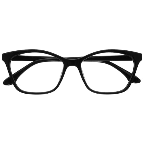 Opulize KAT Lesebrille - Cat-Eye Katzenaugen-Fassung - Schwarz Glänzend - Herren & Damen - Federscharniere - R59-1 - +1.50 von Opulize