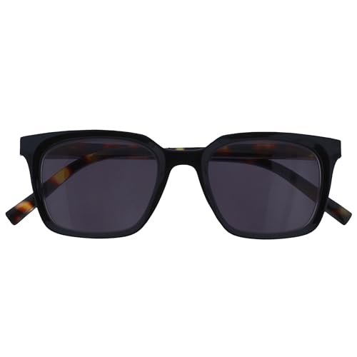 Opulize KOI Lese-Sonnenbrille - Große Rechteckige Fassung - Getönte Brillengläser UV400 - Schwarz - Damen Herren Unisex - Federscharniere - S50-1 - +1.00 von Opulize