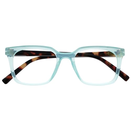 Opulize KOI Lesebrille - Große Rechteckige Brillenfassung - Aqua - Sehhilfe für Damen, Herren - Federscharniere - R50-Q - +3.00 von Opulize