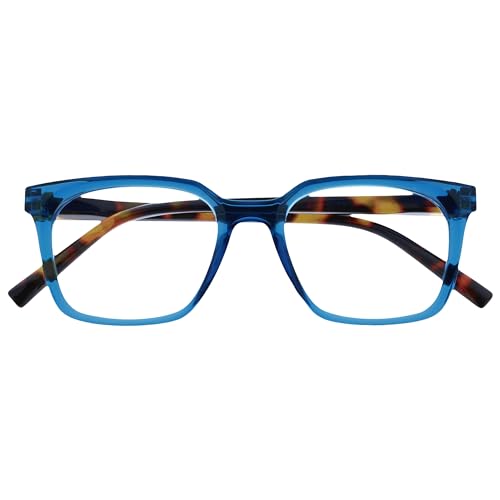 Opulize KOI Lesebrille - Große Rechteckige Brillenfassung - Blau - Sehhilfe für Damen, Herren - Federscharniere - R50-3 - +2.00 von Opulize