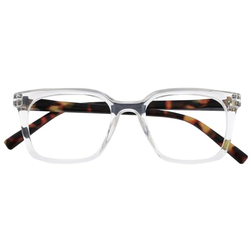 Opulize KOI Lesebrille - Große Rechteckige Brillenfassung - Durchsichtig - Sehhilfe für Damen, Herren - Federscharniere - R50-C - +1.00 von Opulize