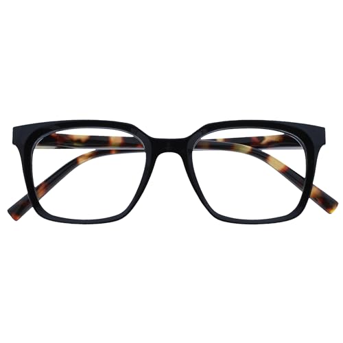 Opulize KOI Lesebrille - Große Rechteckige Brillenfassung - Schwarz - Sehhilfe für Damen, Herren - Federscharniere - R50-1 - +1.00 von Opulize