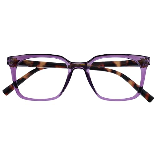 Opulize KOI Lesebrille - Große Rechteckige Brillenfassung - Violett - Sehhilfe für Damen, Herren - Federscharniere - R50-5 - +1.00 von Opulize