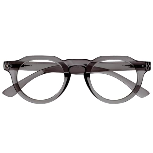 Opulize RIO Lesebrille mit Blaulichtfilter - Oben Abgeflachter Rahmen - Grau - Damen & Herren - Federscharniere - B53-7 - +1.50 von Opulize