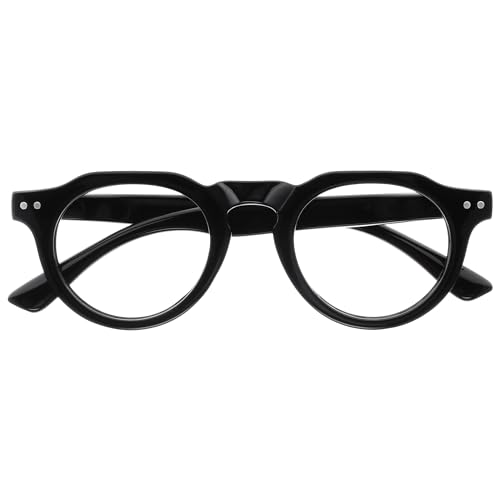 Opulize RIO Lesebrille mit Blaulichtfilter - Oben Abgeflachter Rahmen - Schwarz - Damen & Herren - Federscharniere - B53-1 - +1.50 von Opulize