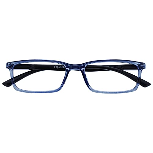 OPULIZE See-Brille Blaulichtfilter Schmal Rahmen Federscharniere Verbessern Den Schlaf Computerbrille Gaming Entspiegelt Transparenter Blau Schwarz Bügel Herren Damen B9-3+0.00 von OPULIZE