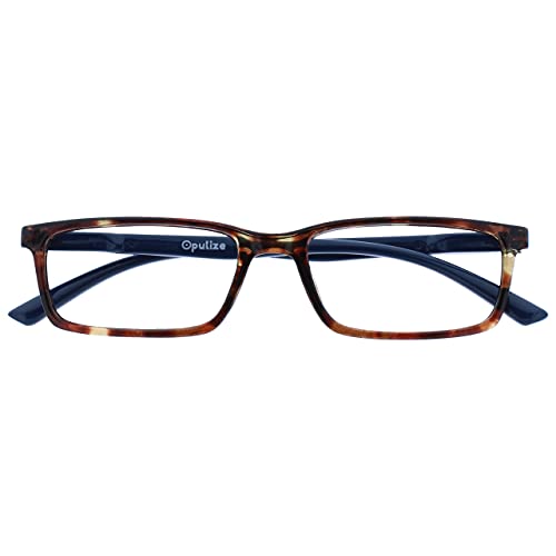 OPULIZE See-Brille Blaulichtfilter Schmal Rahmen Federscharniere Verbessern Den Schlaf Computerbrille Gaming Entspiegelt Braun Schildpatt Herren Damen B9-2+0.00 von OPULIZE