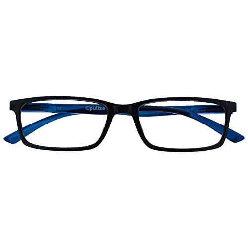 OPULIZE See-Lesebrille Blaulichtfilter Schmal Rahmen Federscharniere Verbessern Den Schlaf Computer Gaming Entspiegelt Schwarz Herren Damen B9-1+2.50 von OPULIZE