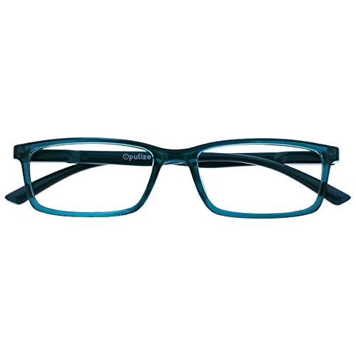 OPULIZE See-Lesebrille Blaulichtfilter Schmal Rahmen Federscharniere Verbessern Den Schlaf Computer Gaming Entspiegelt Türkis Herren Damen B9-Q+2.50 von OPULIZE