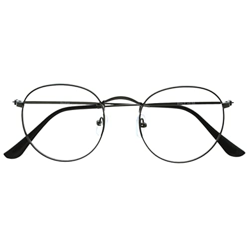 Opulize Sol - Lesebrille Blaulichtfilter Runder Metall Retro Rahmen Verbessern Den Schlaf Computer Gaming Entspiegel Metallgrau Herren Damen B94-7 +1.00 von Opulize