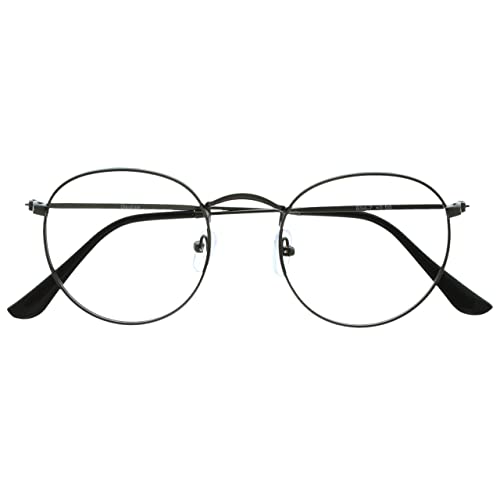 OPULIZE Sol - Lesebrille Blaulichtfilter Runder Metall Retro Rahmen Verbessern Den Schlaf Computer Gaming Entspiegel Metallgrau Herren Damen B94-7 +1.00 von OPULIZE