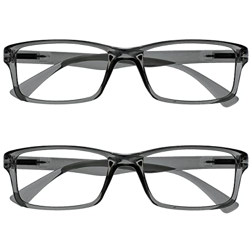 The Reading Glasses Company Die Lesebrille Unternehmen Grau Leser Wert 2er-Pack Designer Stil Herren Damen Lesehilfe RR92-7 +1,50 von OPULIZE