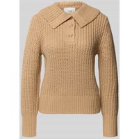 OPUS Strickpullover mit gerippten Abschlüssen Modell 'Proyer' in Camel, Größe 42 von Opus