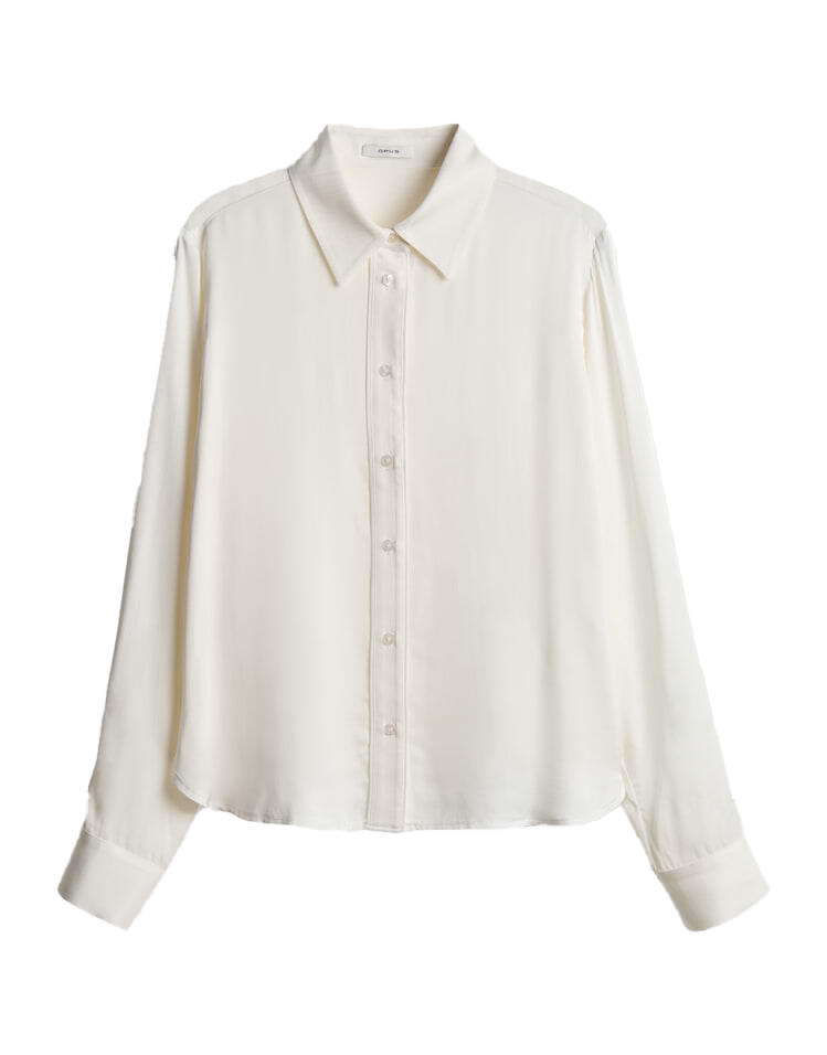 Opus - Hemdbluse - Fanda beige/weiß - Gr. - 38 von Opus