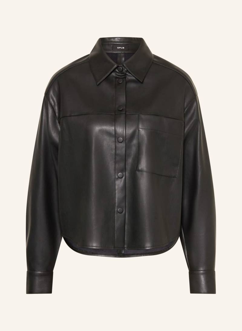 Opus Hemdbluse Fedgy In Lederoptik schwarz von Opus