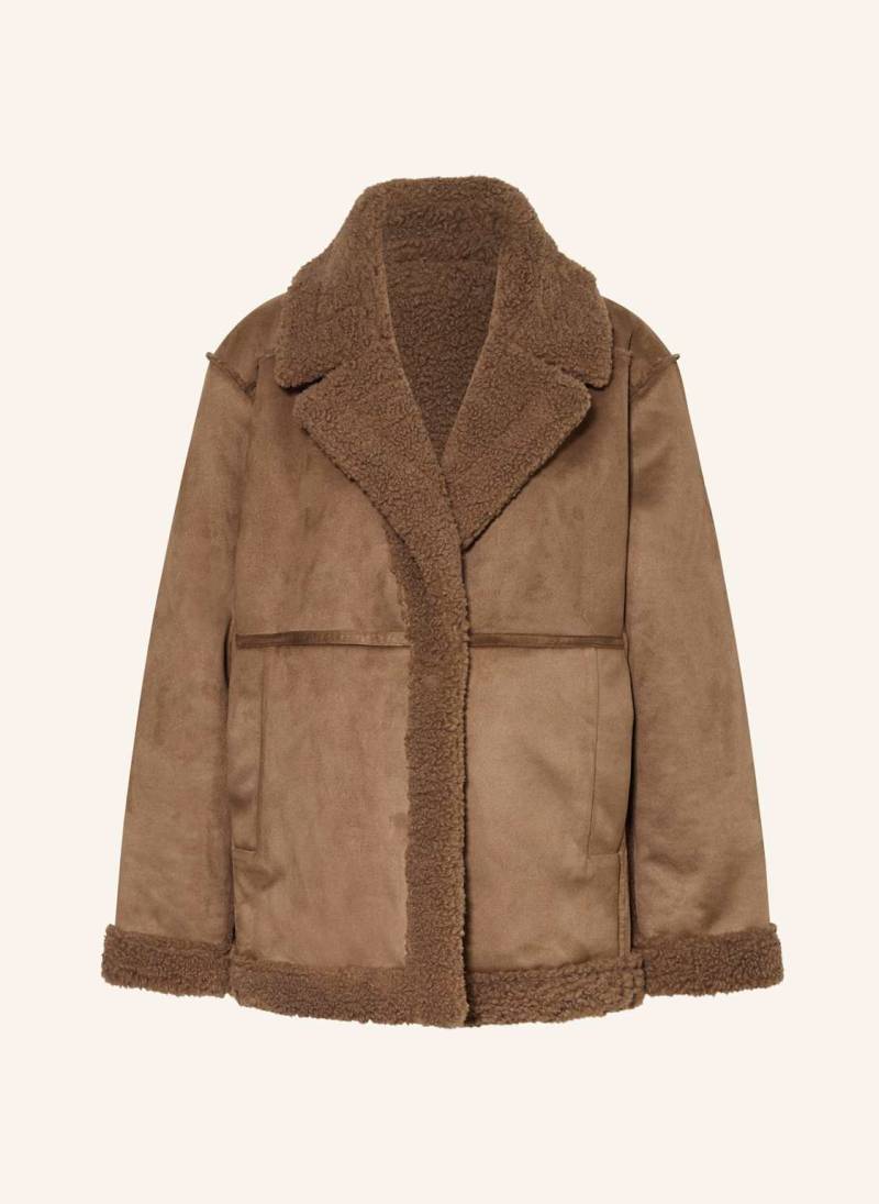 Opus Jacke Henola In Lederoptik Zum Wenden braun von Opus