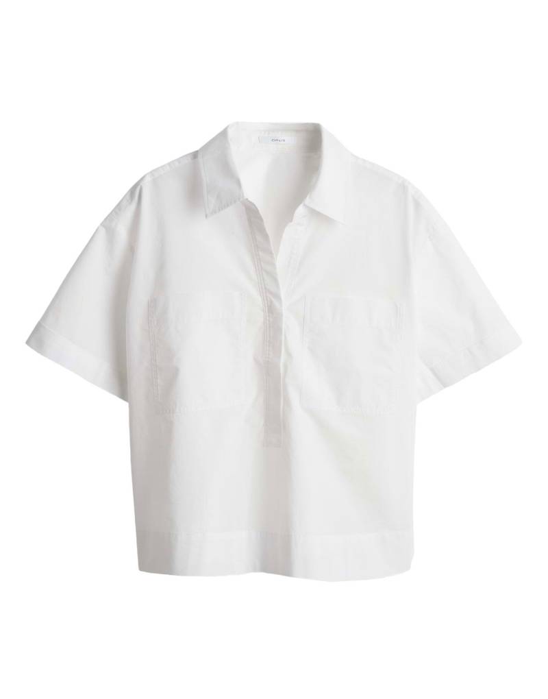 Opus - Lockeres Hemd aus Baumwollpopeline - Fiola weiß - Gr. - 40 von Opus