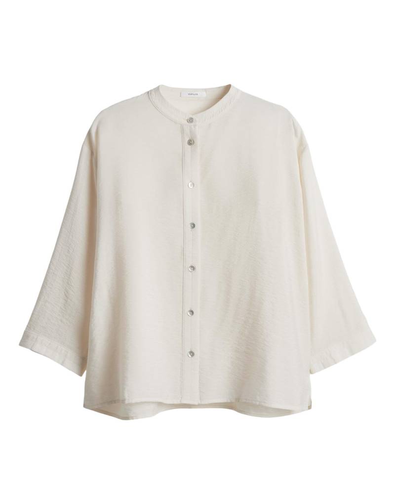 Opus - Loose Bluse aus nachhaltigem Viskosemix - Fanari beige/weiß - Gr. - 42 von Opus