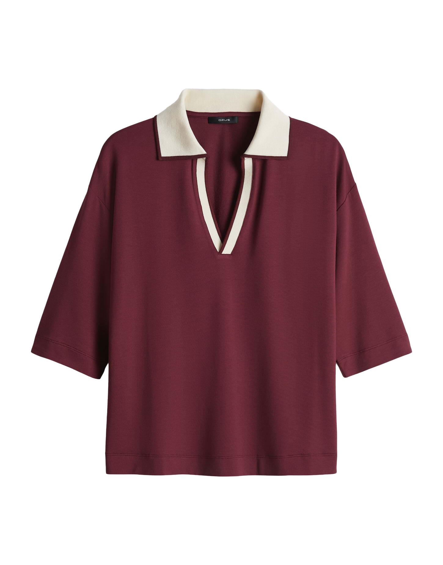 Opus - Loose Poloshirt im College Stil - Soffice rot - Gr. - 38 von Opus