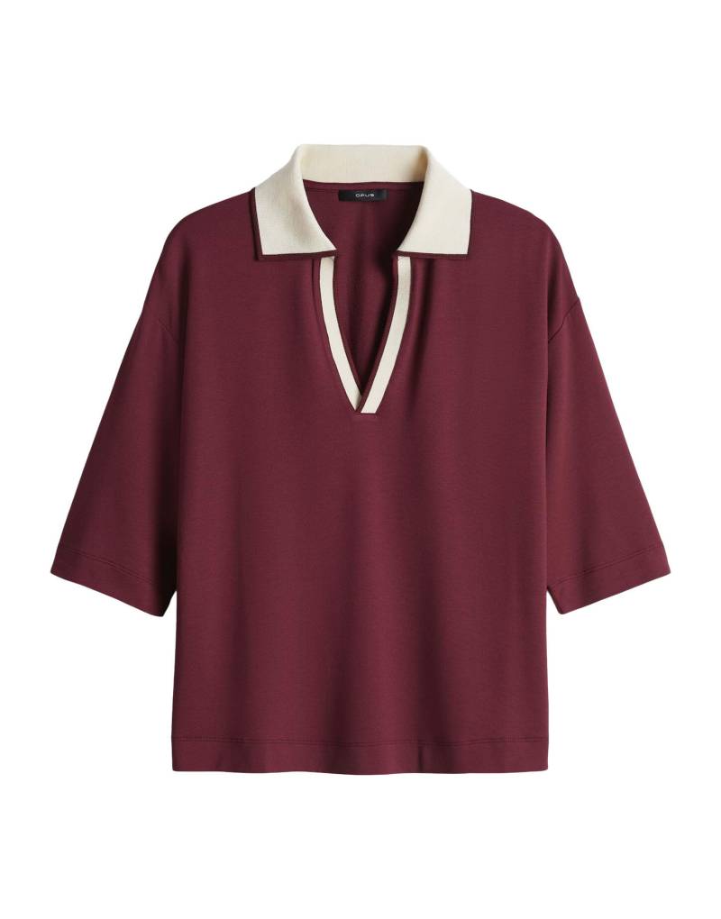 Opus - Loose Poloshirt im College Stil - Soffice rot - Gr. - 38 von Opus