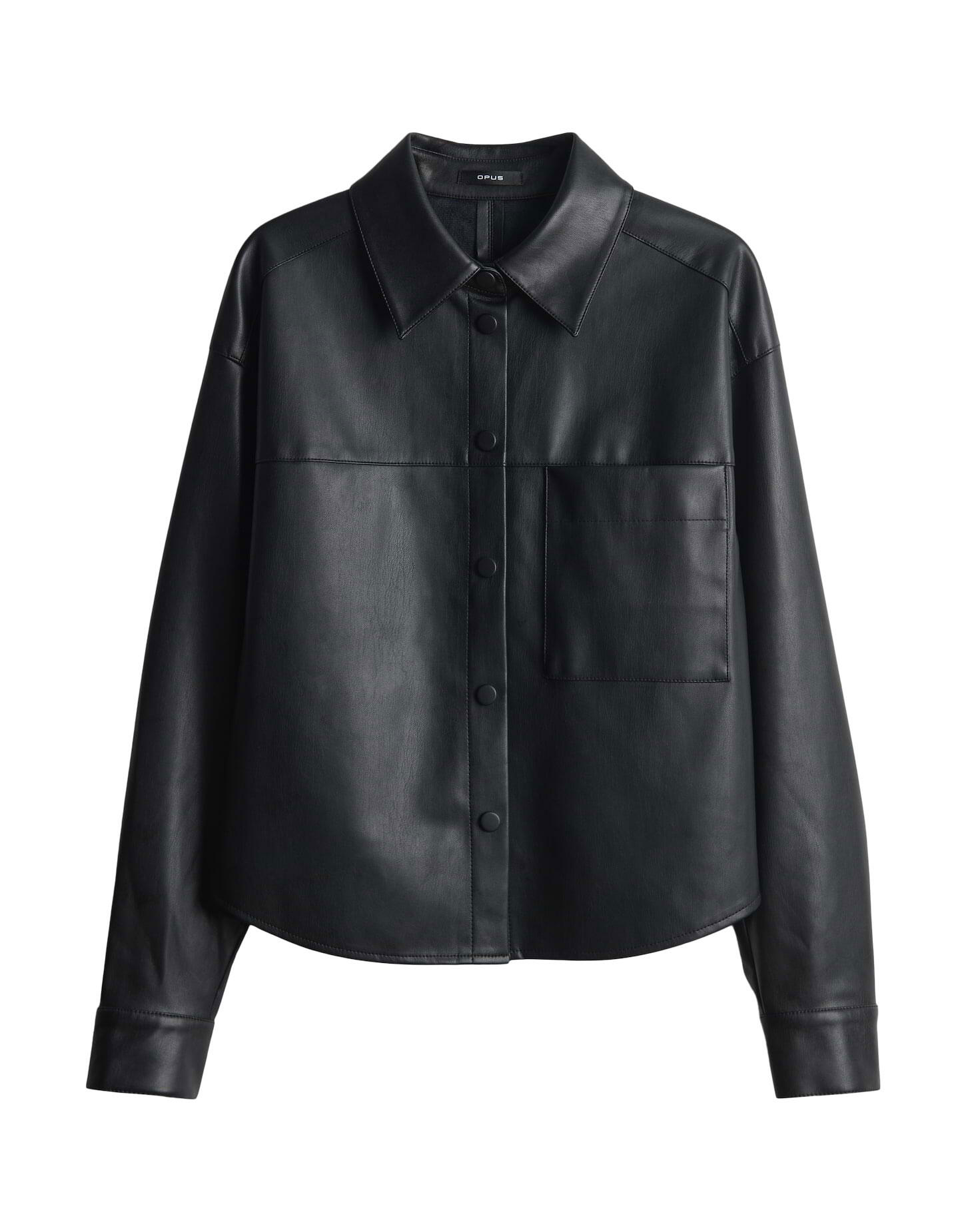 Opus - Regular Hemdbluse in Lederoptik - Fedgy schwarz - Gr. - 38 von Opus