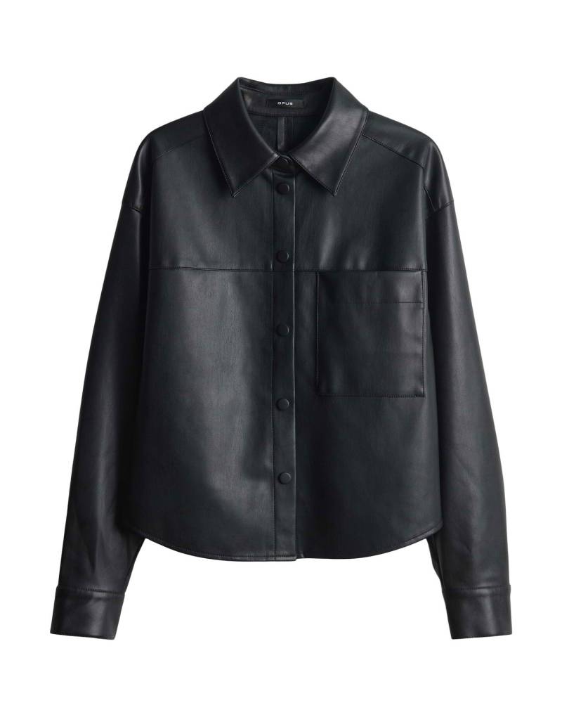 Opus - Regular Hemdbluse in Lederoptik - Fedgy schwarz - Gr. - 42 von Opus