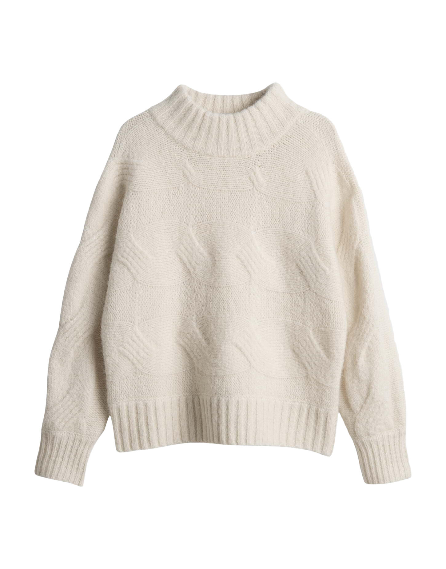 Opus - Regular Strickpullover mit Zopfmuster - Portree beige - Gr. - 34 von Opus