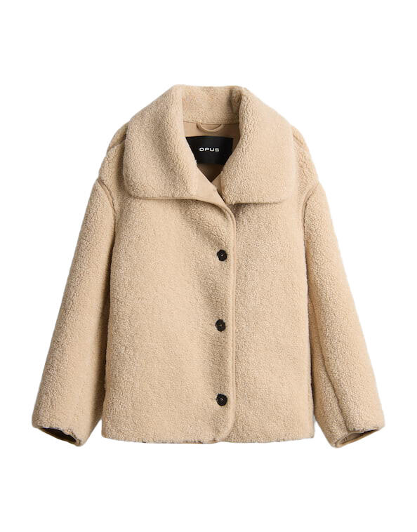 Opus - Weiche Teddyjacke im Shearling Look - Hafine beige - Gr. - 42 von Opus