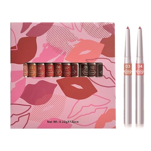 Lip Pencil Set, Lip Pencil 12-teilig, Creamy Lip Contour, Matte Lipliners Makeup Set, Lipliner Set für Damen, Lipliner Set für Damen, Lip Contour, Makeup Set, Lip Sculpting Pen für Lips von Opvonxeh
