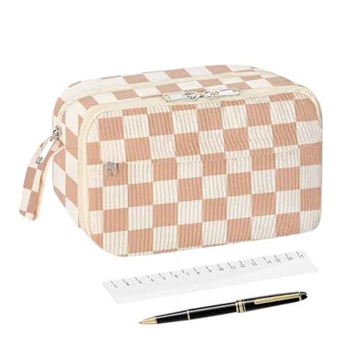 Niedliches Federmäppchen – großer tragbarer Schreibwaren- und Make-up-Organizer für einfache Aufbewahrung, leichtes Design mit Reißverschluss, Tasche zum Organisieren von Stiften, Erase Linealen von Opvonxeh