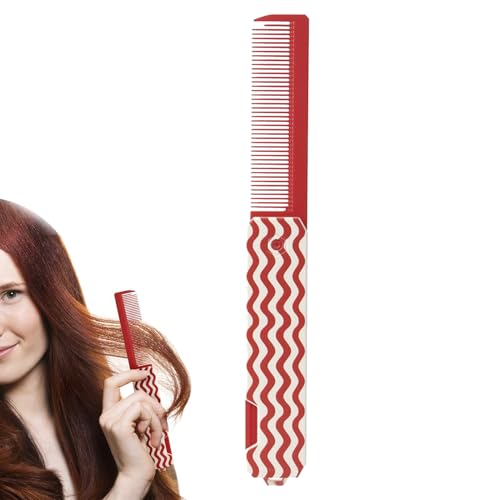 Pocket Comb Tool, Fine Wide Teeth, Folding Styling Brush, Portable Detangling Accessory for Combing Hair Beards Mustaches in Girls Daily Grooming and Travel Use, Green, Pink, Red von Opvonxeh