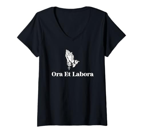 Damen Bete und arbeite - Ora Et Labora - christlicher Katholik T-Shirt mit V-Ausschnitt von Ora und Labora -Shirts & co.