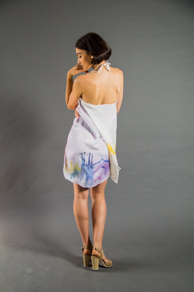 Multi-Farbigen Kleid Von Hand Bemalt Städte Der Welt von OraYaffa