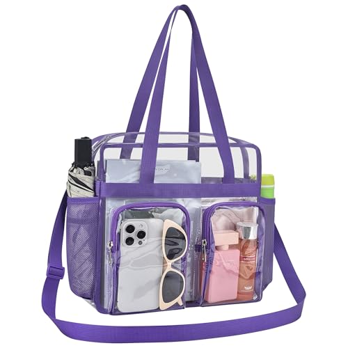 Oraben Stadion genehmigte transparente Tasche 12 * 6 * 12 transparente Tasche für Stadionveranstaltungen Transparente Lunchtasche für Arbeitssport, violett von Oraben
