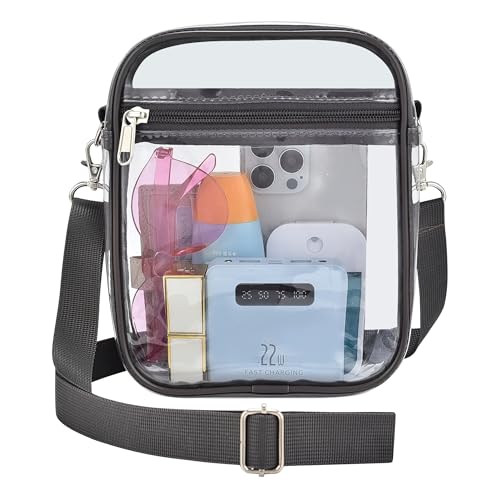 Oraben Transparente Tasche, Stadion-zugelassen, transparent, für Sport-Fans, Handtaschen, Geldbörsen, Stadion, Events, PVC, Kuriertasche, dunkles grau, Small, Vertikale Umhängetasche von Oraben
