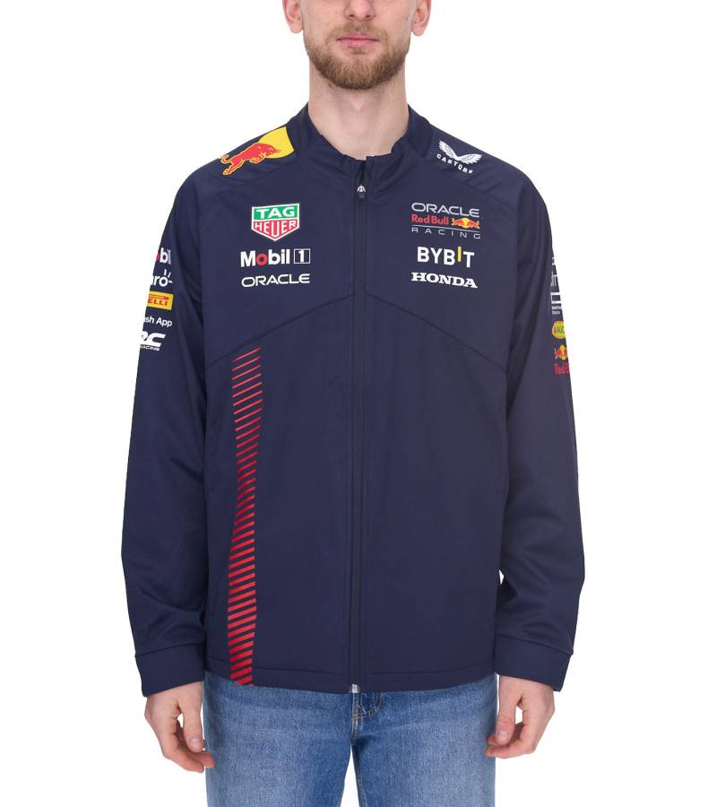 Oracle Red Bull Racing Formel 1 F1 Herren Softshell-Jacke mit großem Artwork-Print auf der Rückseite Übergangs-Jacke TU2649 Navy von Oracle Red Bull Racing