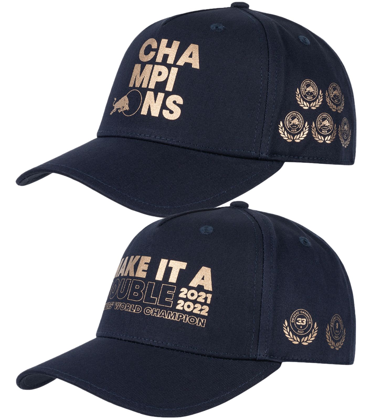 Oracle Red Bull Racing x Verstappen FW 2022 Champions Meisterschafts-Cap "Make it a double" oder "Champions" Navy von Oracle Red Bull Racing